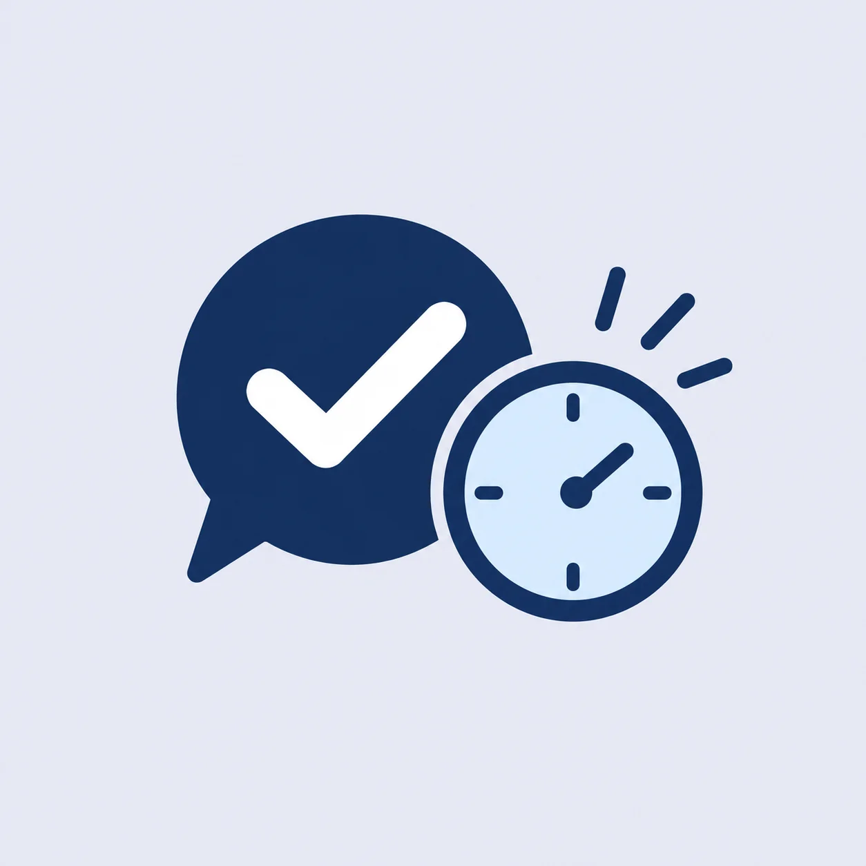 A message with a tick beside a clock