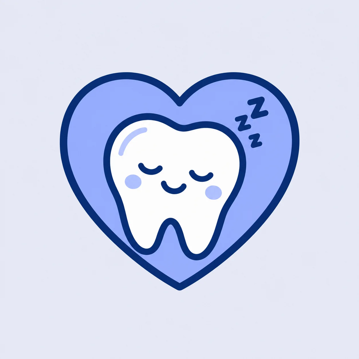 A calm tooth resting inside a heart