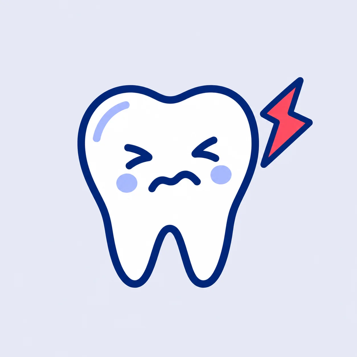 A tooth in pain with a lightning bolt